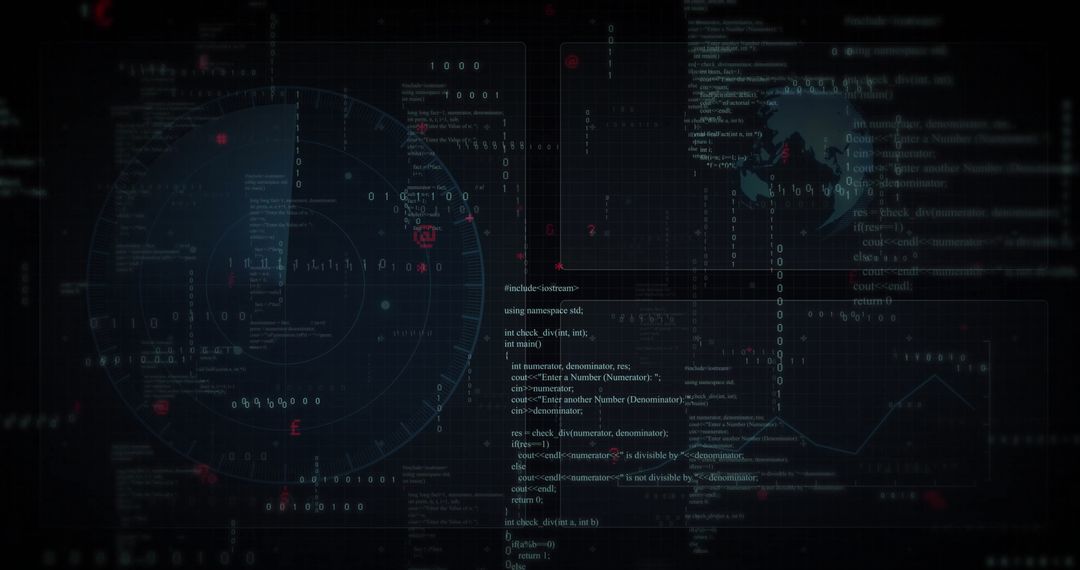 Futuristic Digital Interface with Radar and Data Visualization