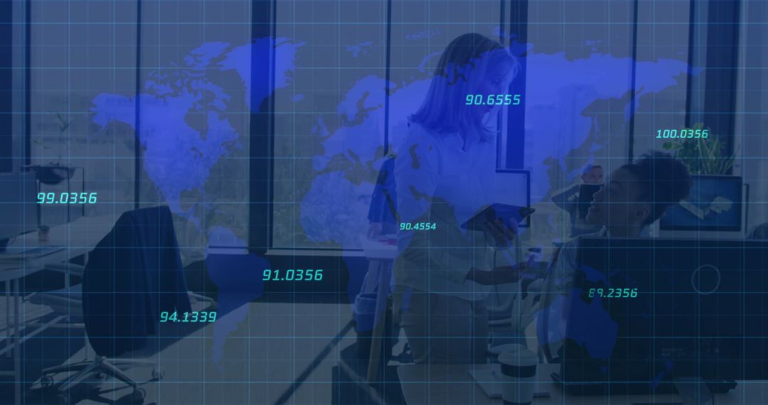 Business Professional Presenting Data on Digital Tablet in Modern Office