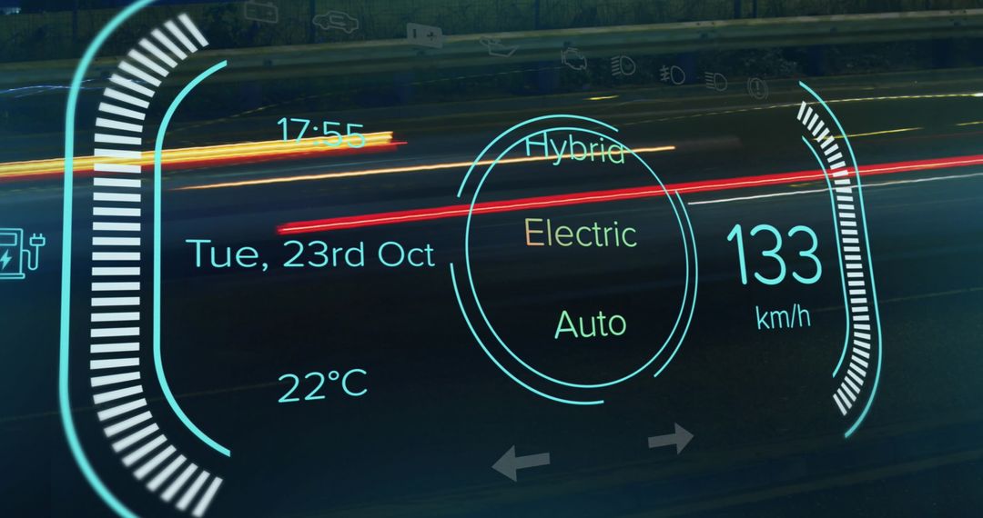 Futuristic Car Dashboard with Digital Data Displays