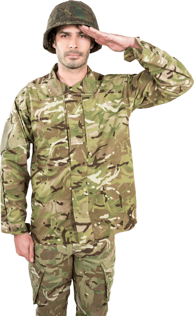 Transparent Image Army Soldier Saluting Confidently