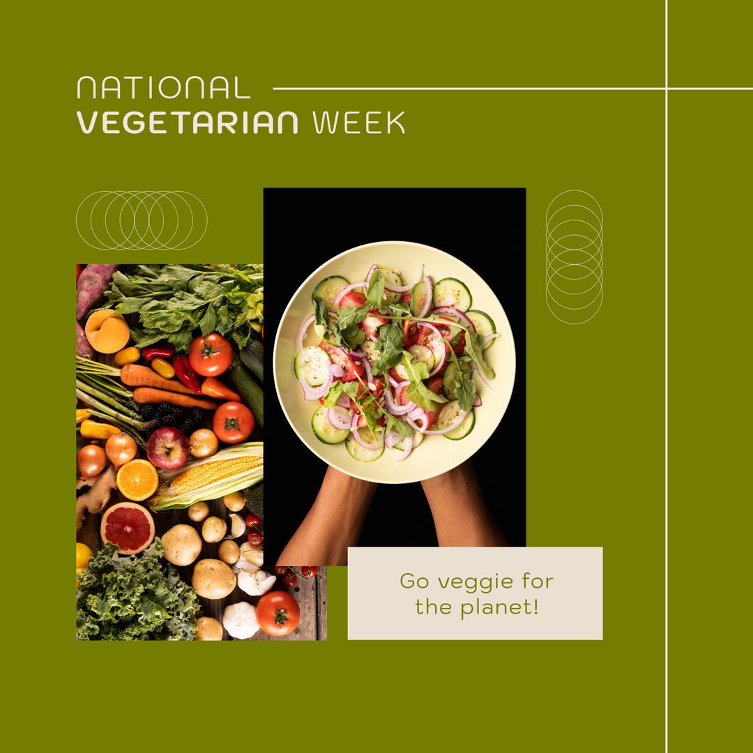 National Vegetarian Week Promotional Collage Highlighting Fresh Produce