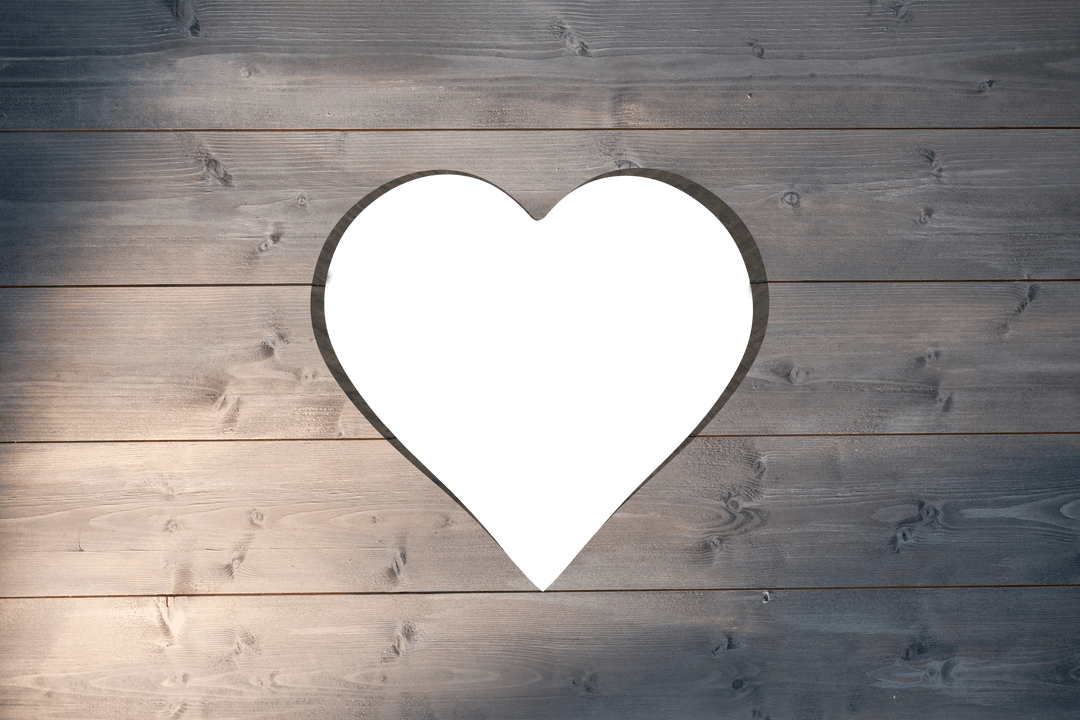 Heart Shape Cutout in Wood with Transparent Background