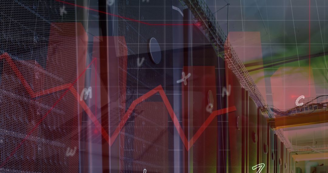 Digital Data Visuals in Modern Server Room