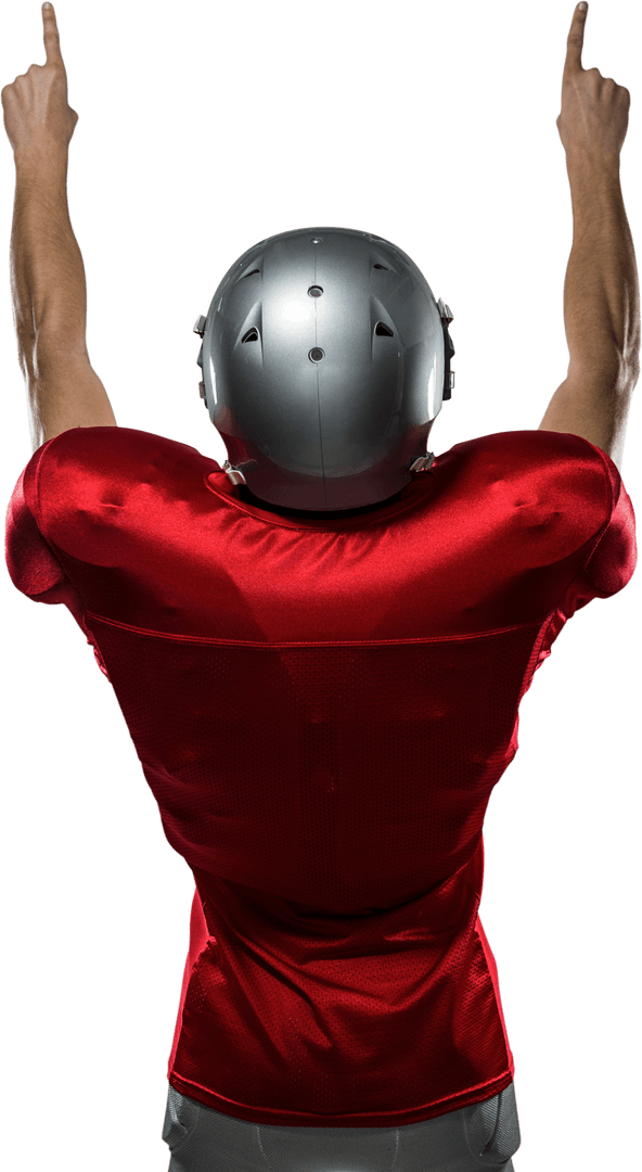 American Football Player in Red Celebrating on Transparent Background