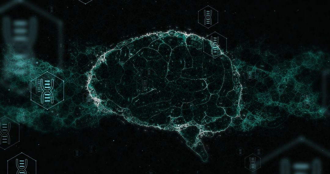 Digital Brain and DNA Technology Concept Illustration