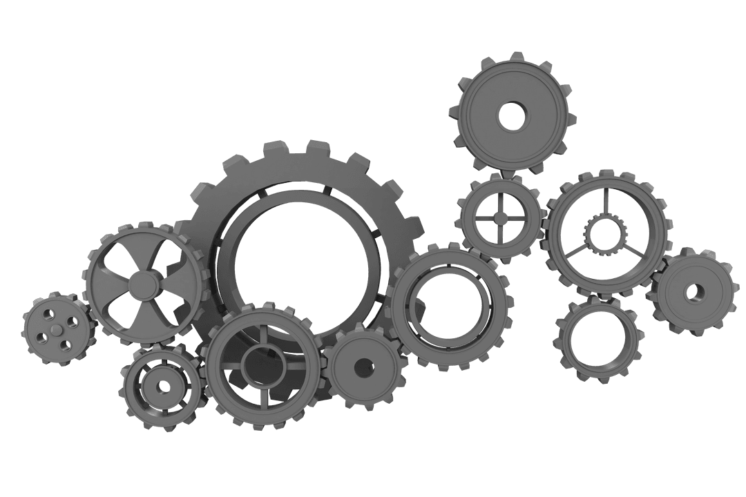 Grey Cogs Illustration on Transparent Background