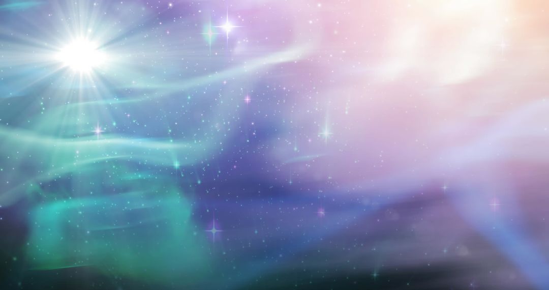 Abstract Cosmic Light Burst in Colorful Starry Sky