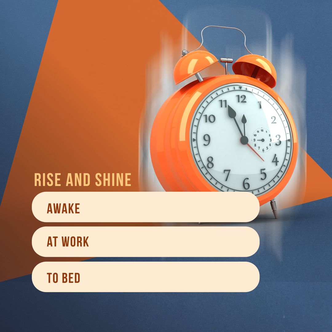 Vibrant Orange Alarm Clock with Motivational Text