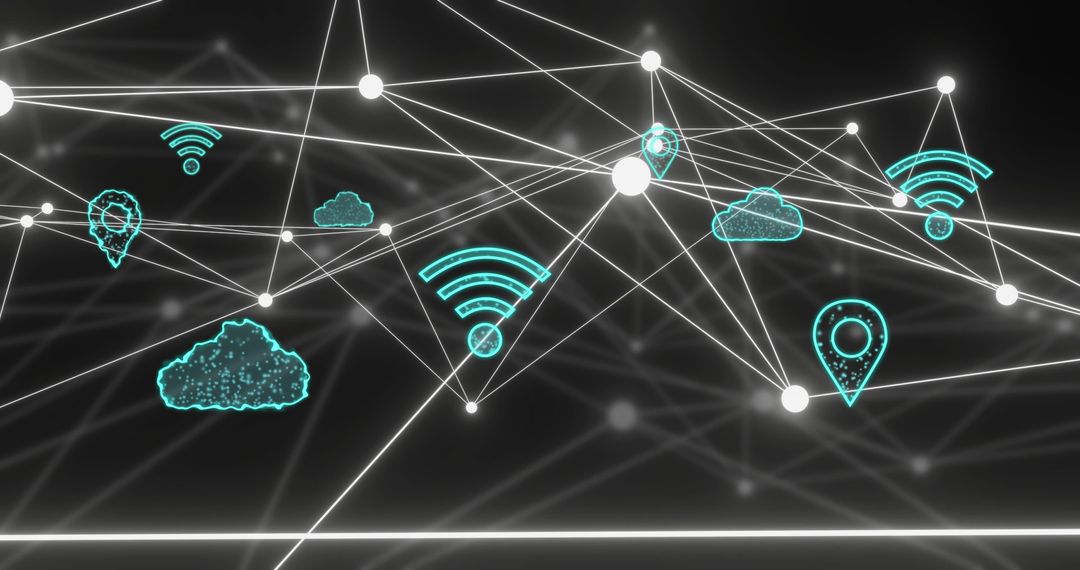 Futuristic Digital Network with Cloud and Data Icons