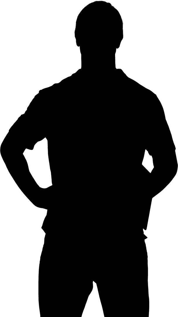 Silhouette of Man Standing with Hands on Hips Transparent