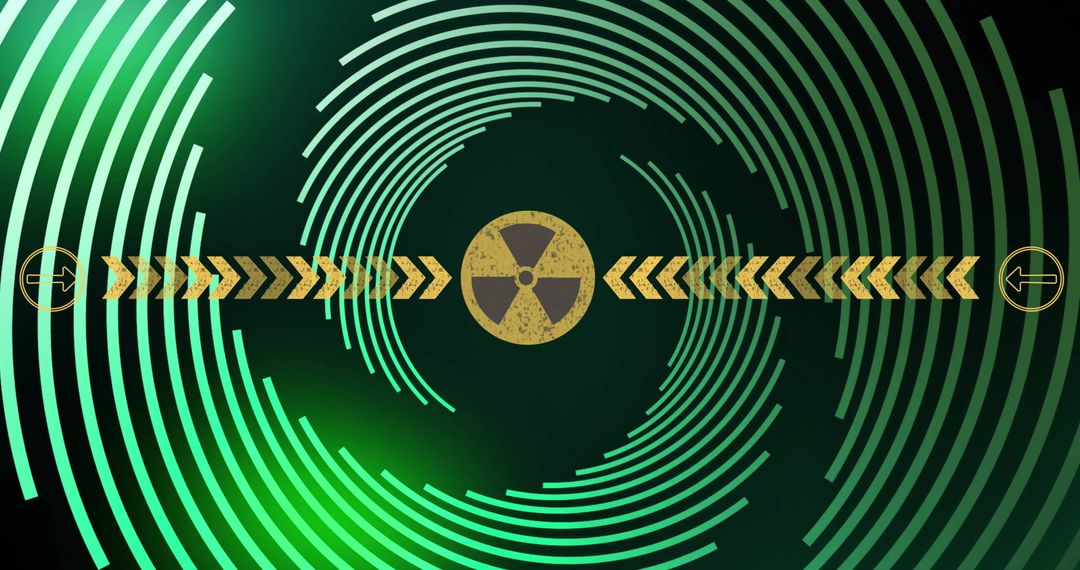 Illustrated Arrow and Radiation Hazard Symbol in Spiral Pattern