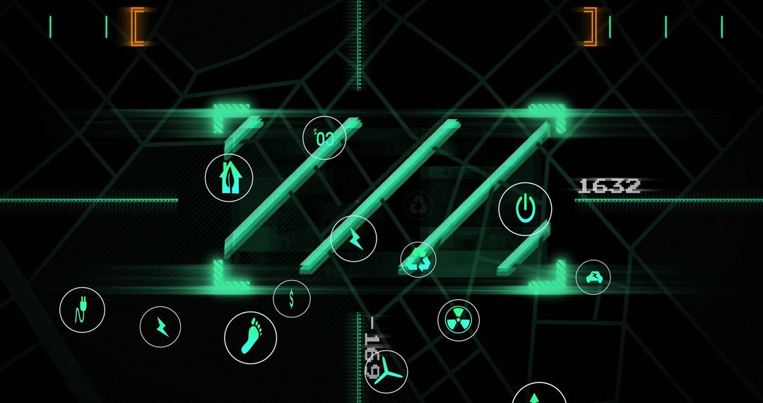 Futuristic Digital Interface Display with Overlay Elements