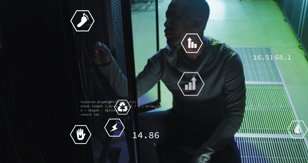 Innovative Data Technology Trends with Engineer in Server Room