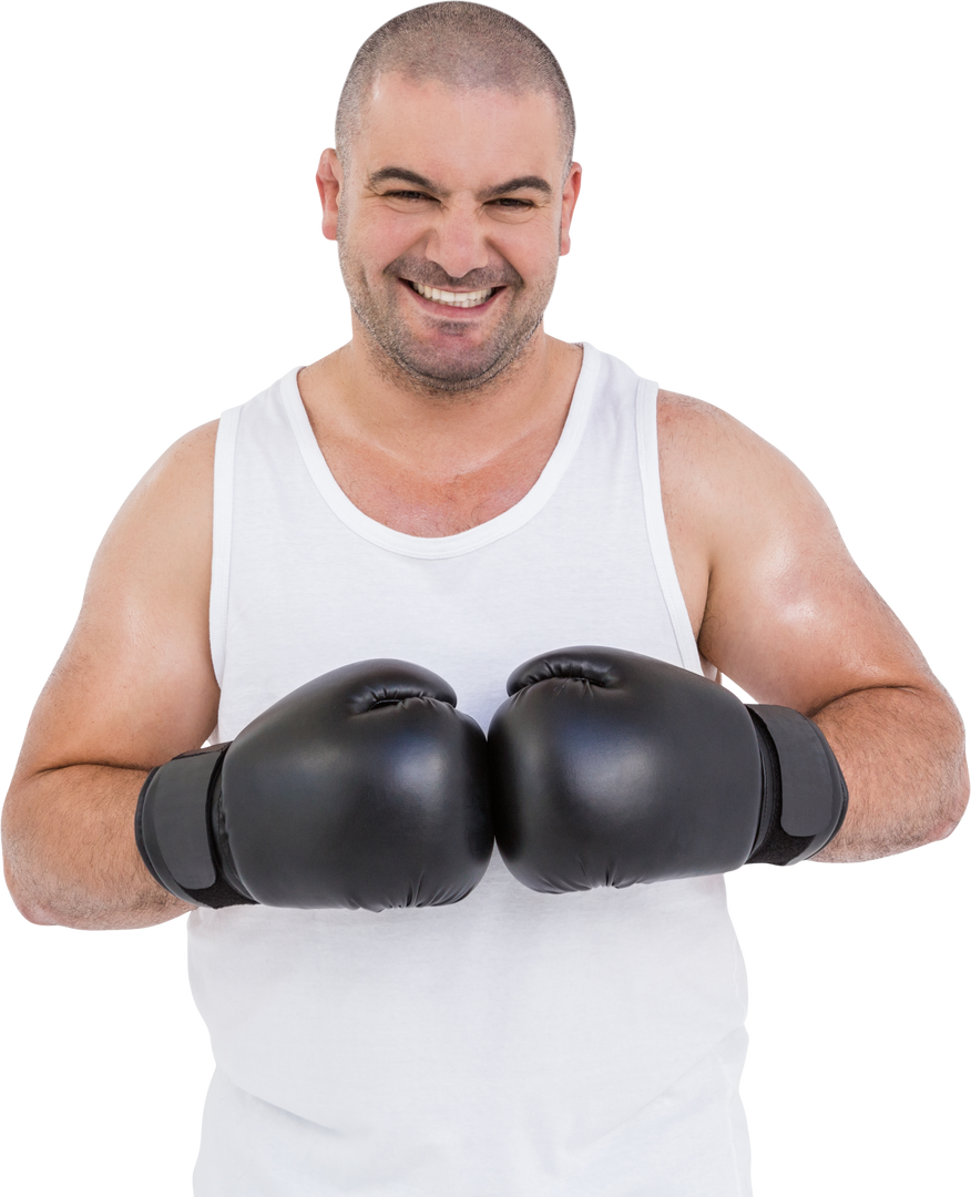 Smiling Boxer Wearing Transparent Gloves and Head Protector Isolated - Download Free Stock Images Pikwizard.com