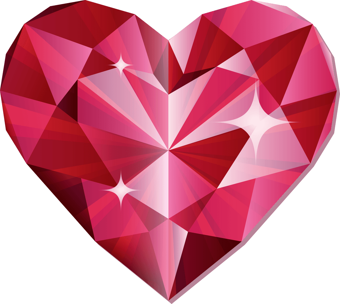 Transparent Heart-Shaped Gem Shimmering with Starry Sparkles