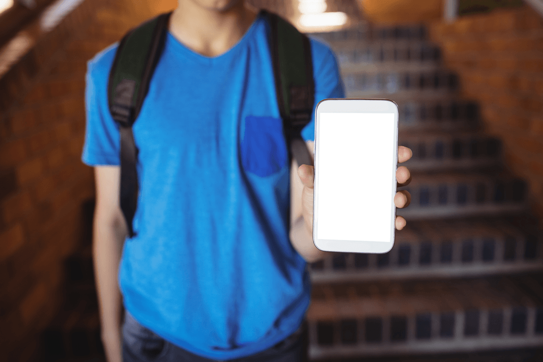 Schoolboy Holding Transparent Smartphone Sleeve