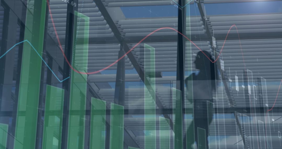 Digital Financial Analysis with Transparent Graphs in Modern Office