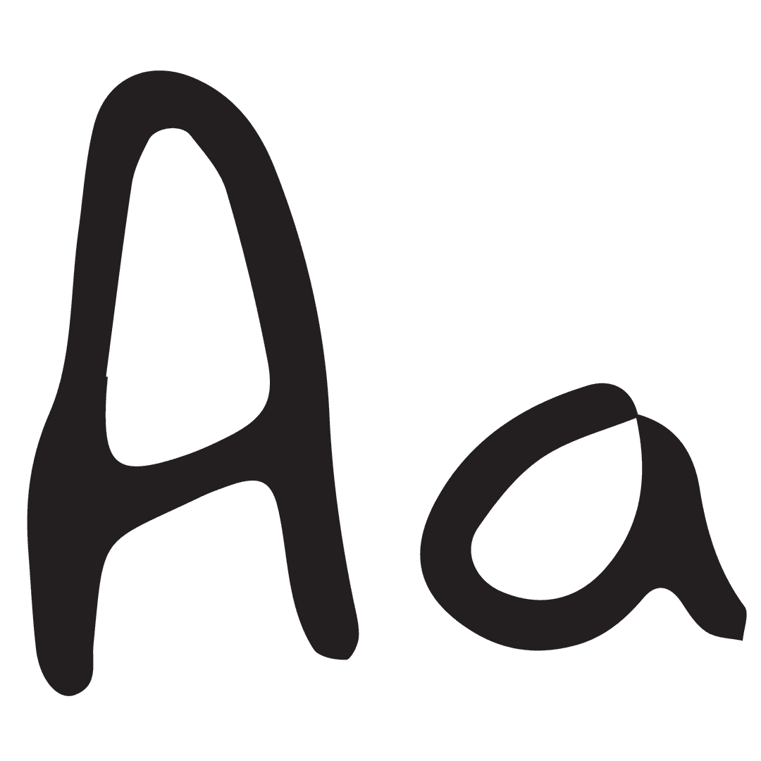 Transparent Black A and a Letters Isolated Design on Clear Background