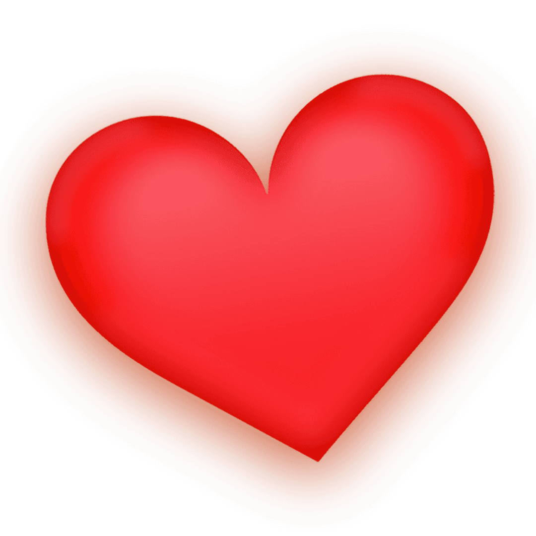 Glowing Red Heart Icon with Transparent Background for Digital Design