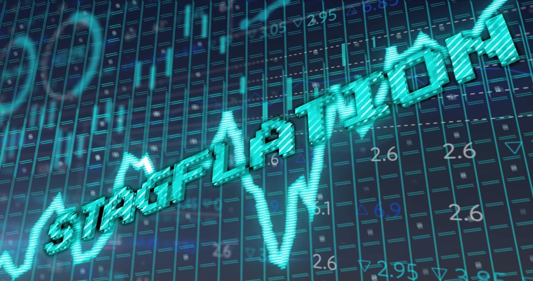 Stagflation Concept Over Financial Charts with Digital Interface