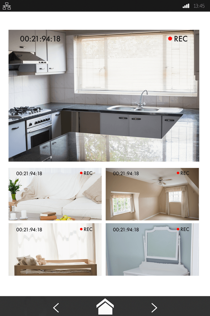 CCTV Security View of Modern Transparent Kitchen Interior