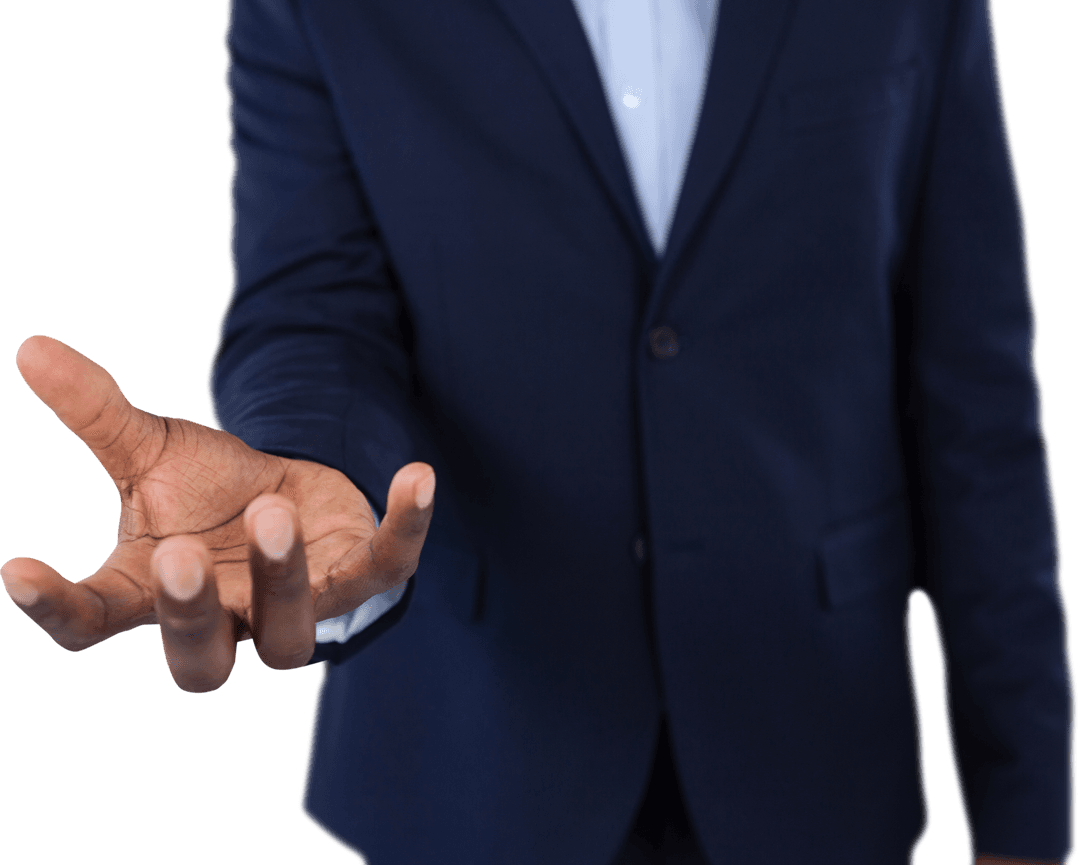 Transparent Businessman Extending Hand Gesture for Collaboration