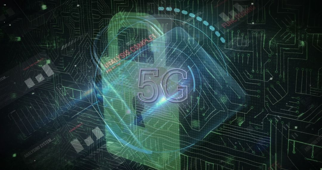 Cybersecurity Concept with Digital Lock and 5G Technology