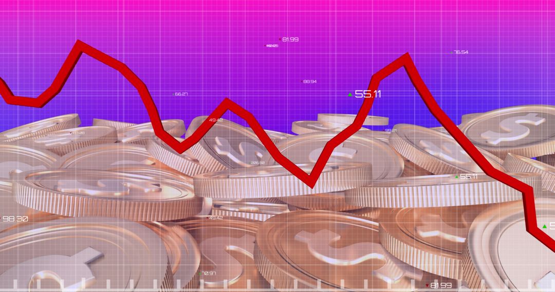 Cryptocurrency Decline Concept with Graph Over Coins