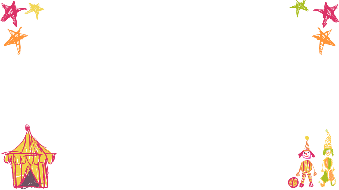 Transparent Circus Border with Colorful Clowns