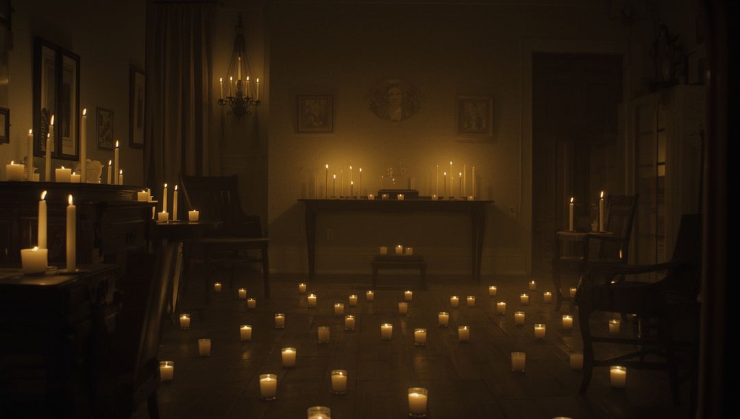 Cozy Vintage Parlor Illuminated by Flickering Candlelight