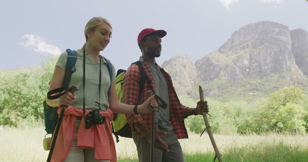 Couple Hiking in Scenic Mountain Landscape - Free Images, Stock Photos and Pictures on Pikwizard.com