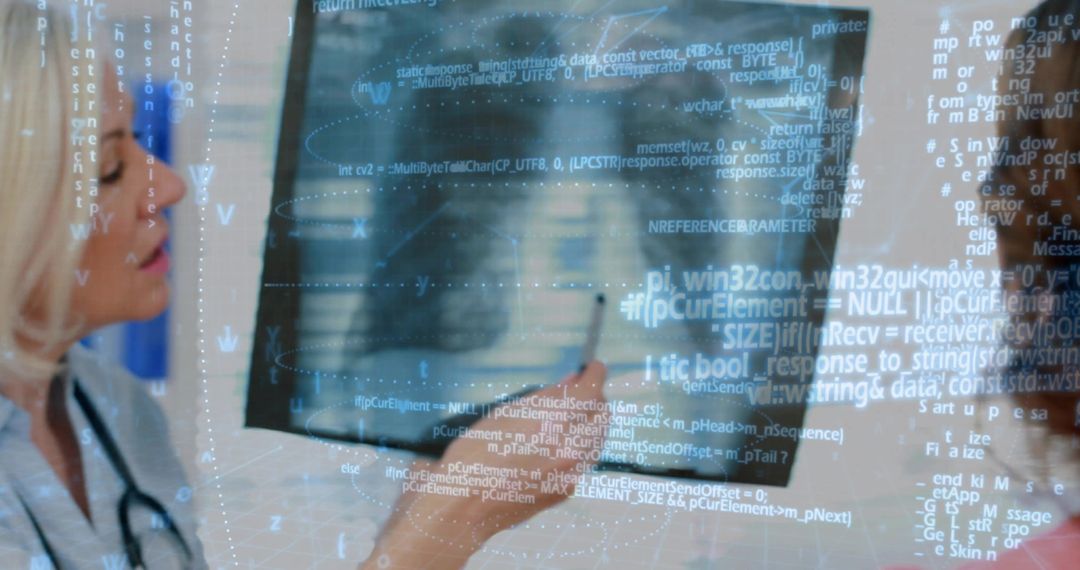 Clinician Analyzing Digital Code in a Healthcare Environment