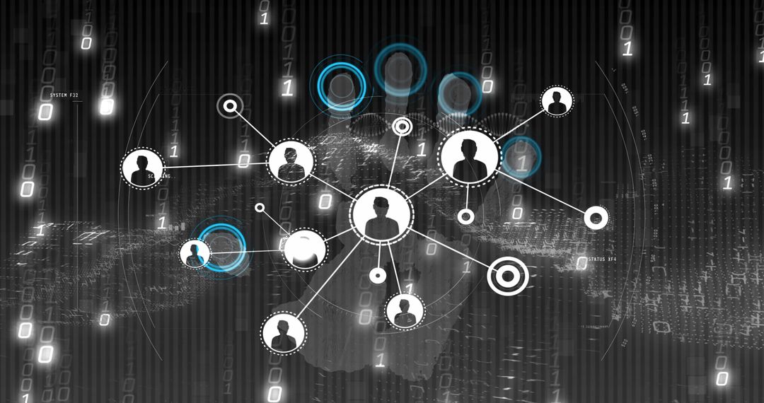 Digital network technology with binary code background
