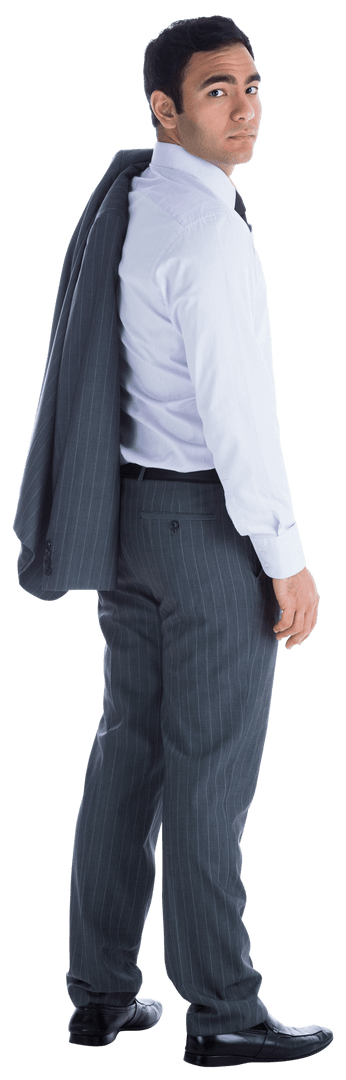 Businessman Turning Around on Transparent Background