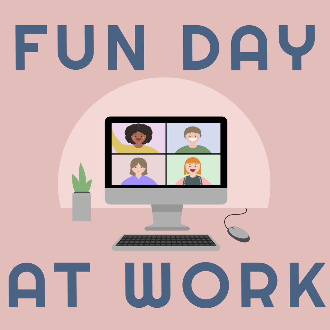 Playful Virtual Team-Building Promotion Flashing Fun Day Slogan