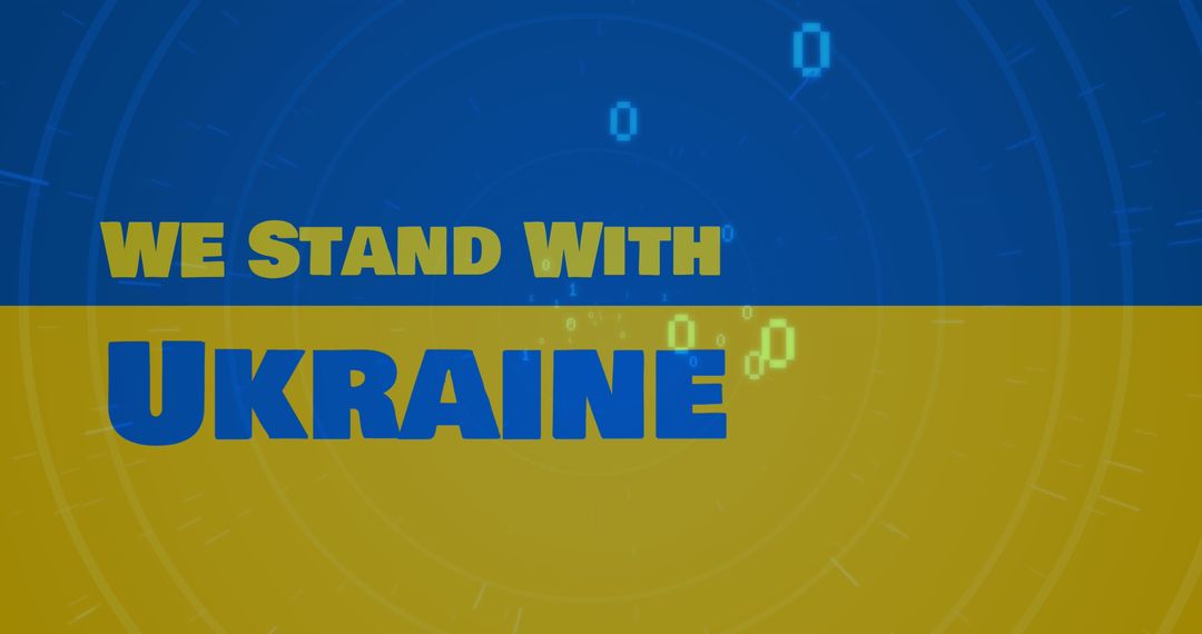 Solidarity Message with Ukraine Flag and Digital Codes