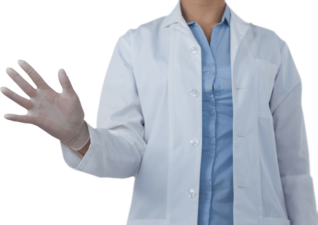 Transparent Midsection of Doctor in White Coat Using Screen