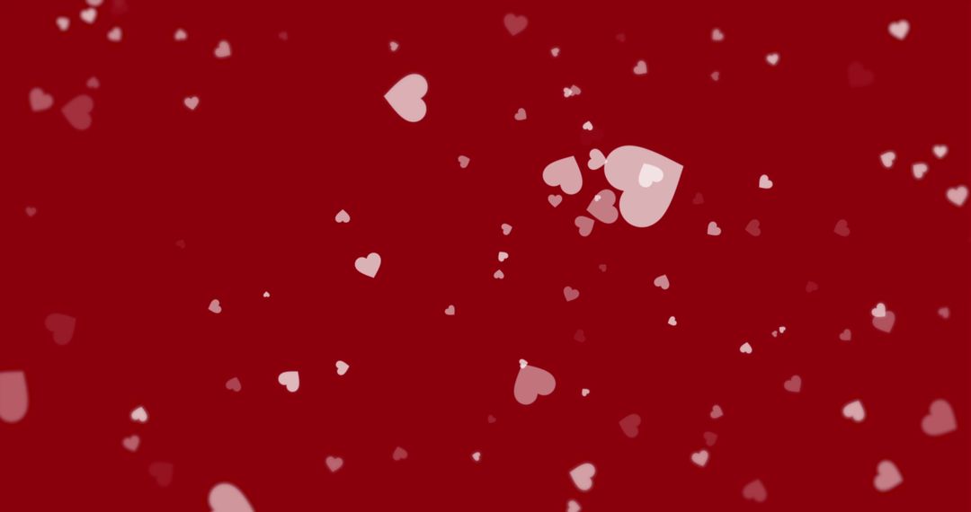 Floating Pink Hearts on Deep Red Background for Valentine Theme