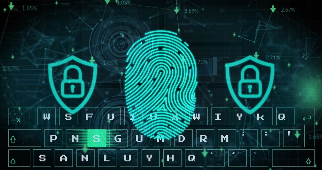 Cyber Security Concept with Fingerprint and Padlock Icons