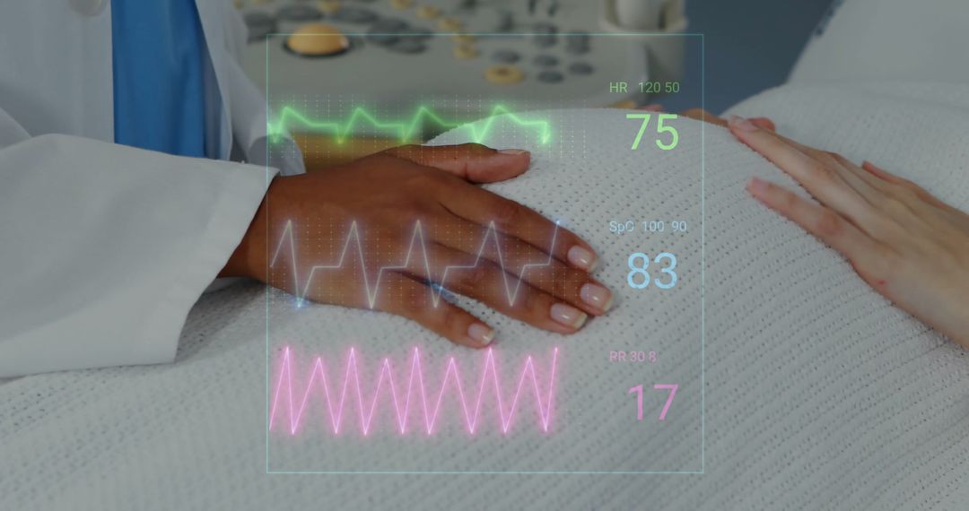 Female Doctor Monitoring Patient with Digital Cardiology Interface