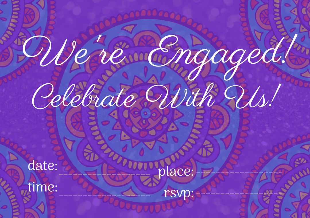 Colorful Mandala Engagement Invitation with Celebration Text - Download Free Stock Templates Pikwizard.com