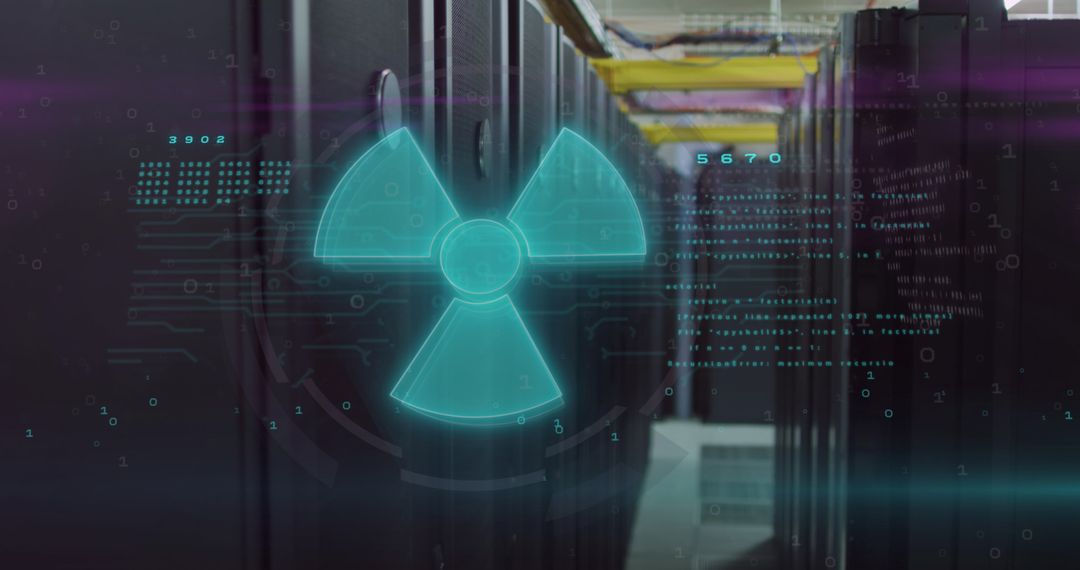 Nuclear Symbol Overlayed on Data Center