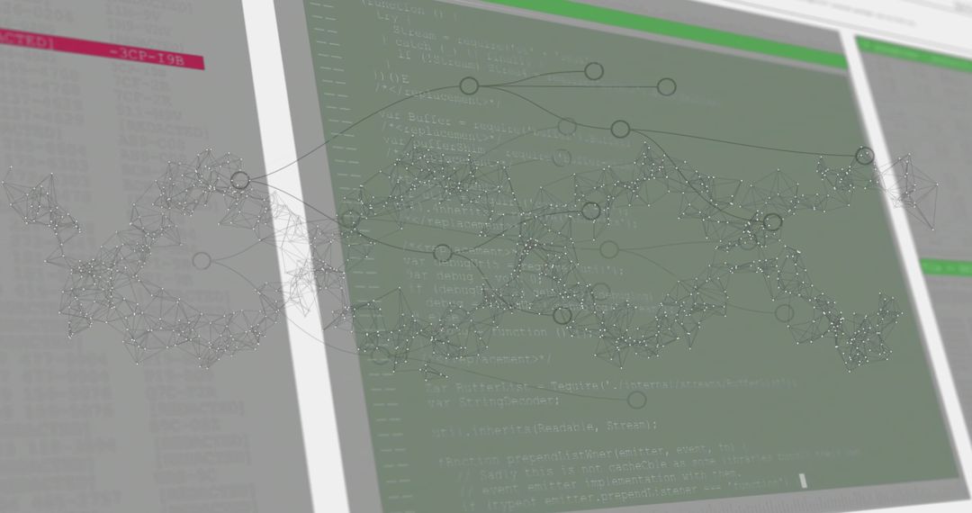Futuristic Network Graph Overlay in High-Tech Workspace