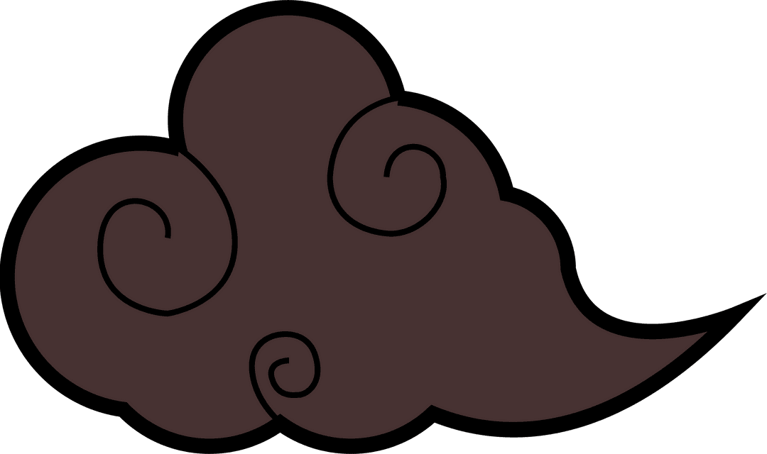 Abstract Dark Brown Cloud with Spiral Swirls on Transparent Background