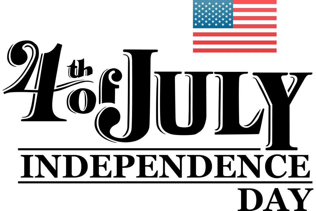 Independence Day Patriotic Text with Flag on Transparent Background
