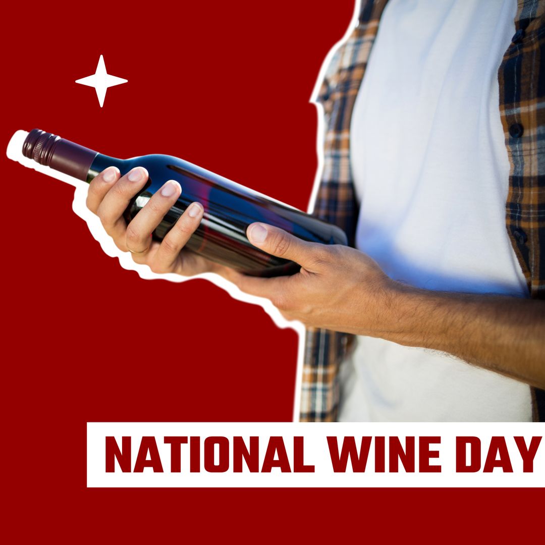 Celebrating National Wine Day with Wine Bottle in Hand - Download Free Stock Templates Pikwizard.com