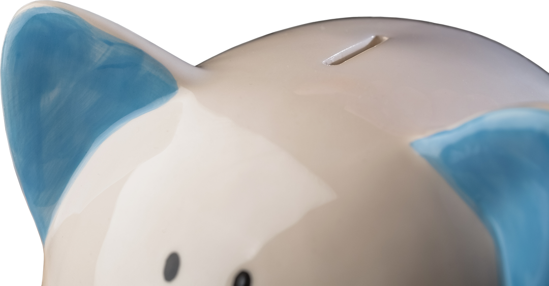 Ceramic Piggy Bank with Blue Ears on Transparent Background - Download Free Stock Images Pikwizard.com