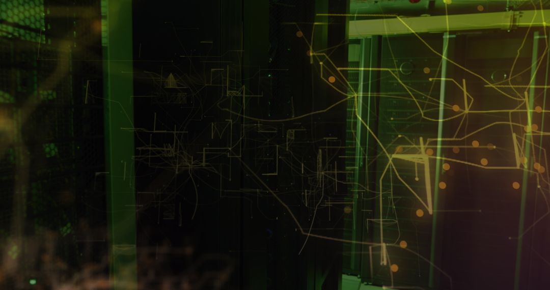 Digital Data Streams Flow in Modern Server Room