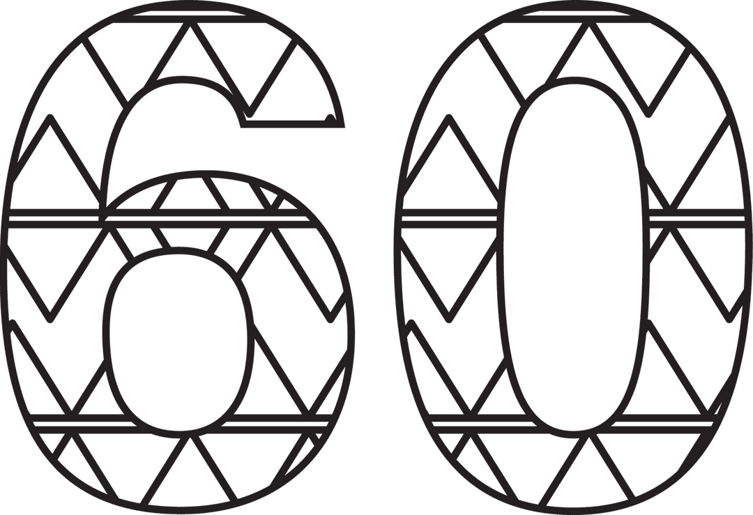 Geometric Black 60 Number Illustration on Transparent Background