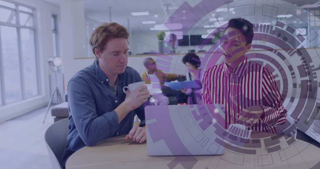 Modern Coworking Cohesion with Digital Overlay